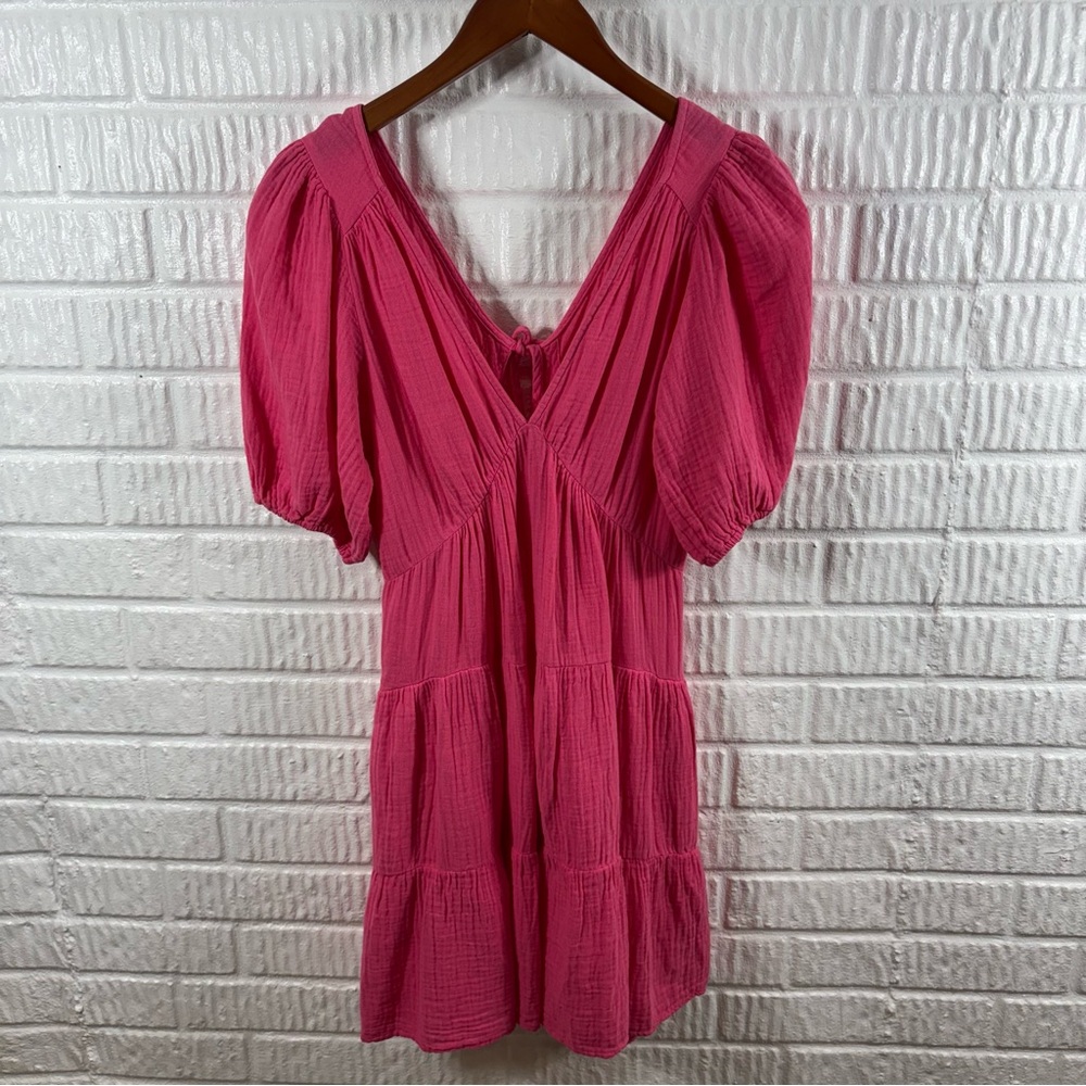 Xirena Nissa Pink Babydoll Puff Sleeve Mini Dress Small - Picture 3 of 6